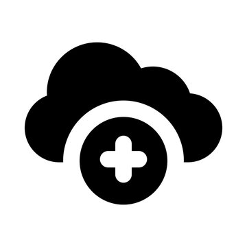 

Glyph design of medical cloud, plus sign with cloud 
 