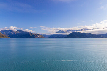 Beautiful view of the lake and mountains in the summer