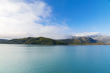 Beautiful view of the lake and mountains in the summer