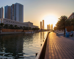 Qasba canal in Emirate of Sharjah. UAE.