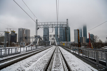 Fototapeta na wymiar industrial landscape with railway tracks and bridges