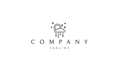 Vector black logo on which an abstract image of clouds and rain in a childish style.