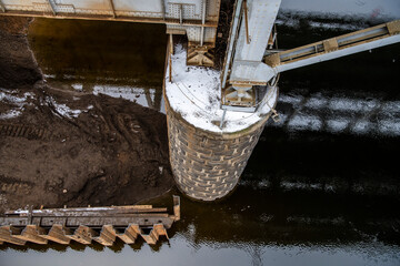 industrial landscape with railway tracks and bridges