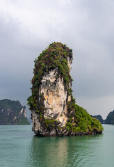 Roche karstique phallique de la baie d'Halong, Vietnam