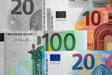 Euro currency banknotes close up