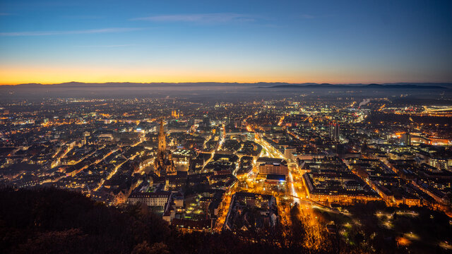 German City Freiburg by night