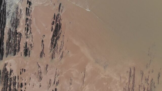 Overhead Aerial View Rocky Sandy Beach Croyde North Devon D Log