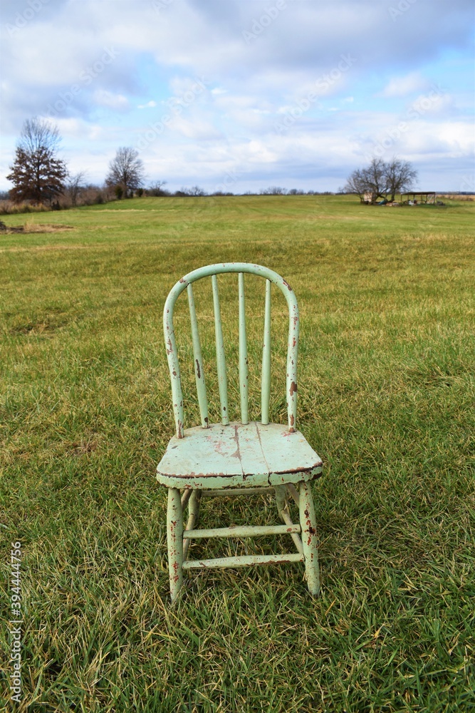 Canvas Prints chair in a field