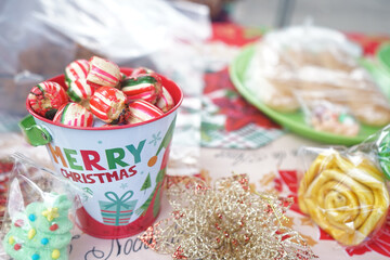 Christmas in Latin America, candies and decoration concept with copy space for place text.
