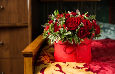 Rose flower bouquet on bed for dear