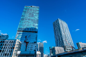 Fototapeta na wymiar Redevelopment area of Shibuya, Tokyo, Japan, skyscrapers