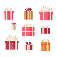 Present box, Gift box vector set, isolated