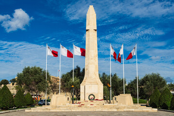 The War Memorial in Floriana, was inaugurated on 11 November 1938 to the memory of those killed in World War One, but in 1949 it was rededicated to those killed in both world wars.