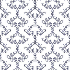 Ethnic floral seamless pattern on white background