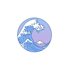 Wave logo. Beautiful minimalistic illustration with splash of water.