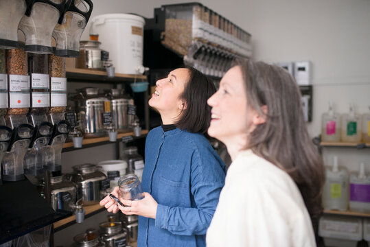 Shopping in organic delicatessen shop, Sweden