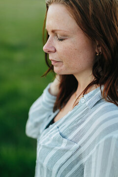 Woman with closed eyes, Iceland