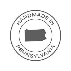 "Handmade in Pennsylvania" icon, vector with transparency. With state silhouette in the middle.