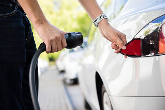 Charging electric car, Sweden