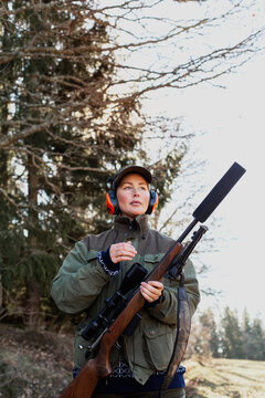 Woman with riffle, Sweden