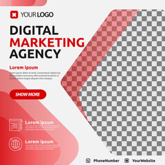 Red digital marketing agency post social media template design