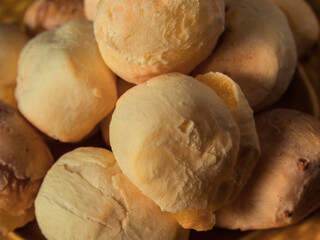 Close up of Traditional Brazilian snack called Cheese Bread 