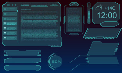 HUD and UI vector elements. Futuristic user interface with graphs and diograms