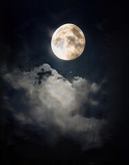 Fototapeta na wymiar Moon in cloudy, stormy sky at night