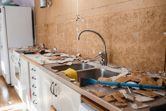 Renovating kitchen, Sweden