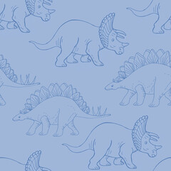 Dinosaur stegosaurus coloring book, doodle. Hand-drawn vector illustration. Print, textiles. Coloring book for children. Sketch, vintage style. Wild prehistoric nature.   © Paint_art