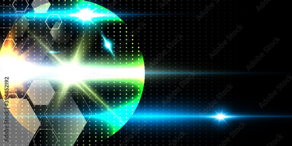 Poster beautiful technology wave background with blue light digital effect abstract concept.