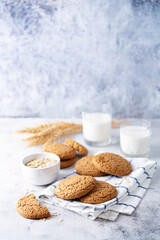 Fresh sweet healthy oatmeal cookies with oats
