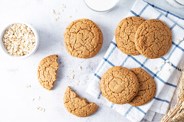Fresh sweet healthy oatmeal cookies with oats