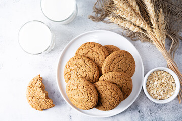 Fresh sweet healthy oatmeal cookies with oats