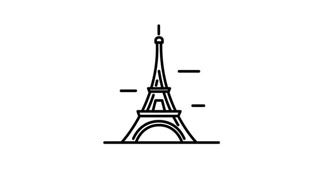 Eiffel Tower line icon on the Alpha Channel