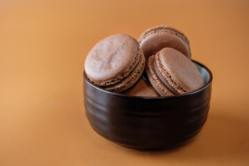 Chocolate macarons with chocolate ganache filling