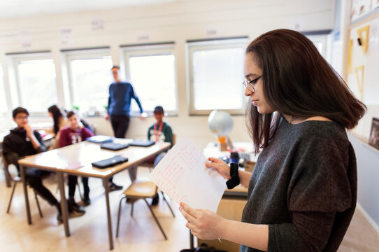 Student in classroom, Sweden