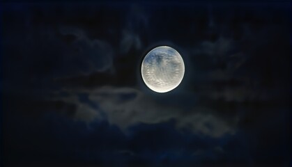 Fototapeta na wymiar Illustration of night sky and moon with dark stormy clouds