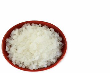 camphor or cinnamomum camphora crystal in white background with copy space