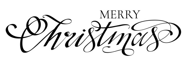 Merry Christmas hand lettering elegant design. Vector illustration