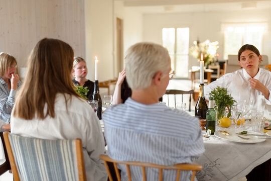 Family having meal, Sweden