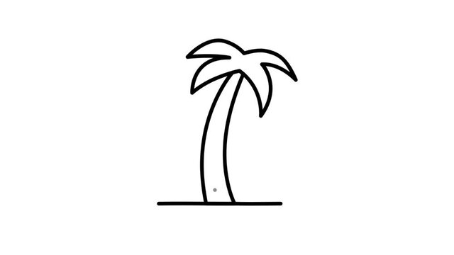 Palm Tree line icon on the Alpha Channel
