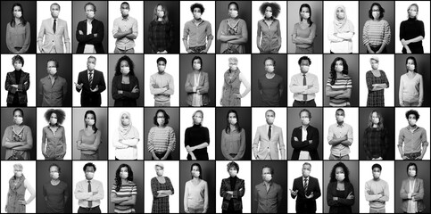 Beautiful of 19 people wearing a mouth mask