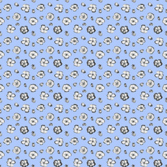 Hand drowing blue seamless pattern for fabric, clothing, design interior, background, wallpaper, kitchen, bed linen, dress, clothes, packaging and cover