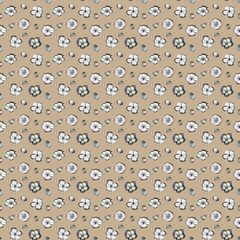 Seamless craft pattern with monochromr flower