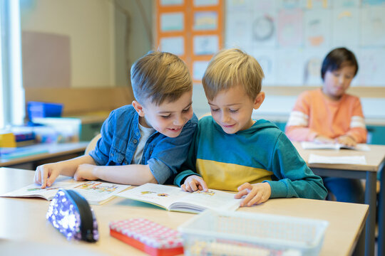 Boys in classroom, Sweden