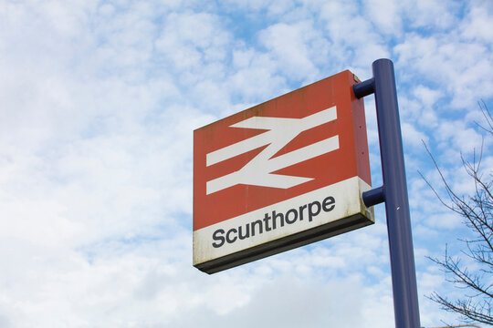 Scunthorpe Station Sign- Scunthorpe, Lincolnshire, United Kingdom - 23rd January 2018