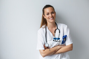 Smiling nurse looking at camera