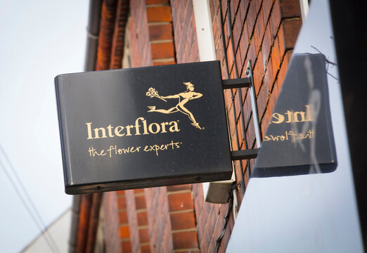 Interflora florist sign on the high street - Scunthorpe, Lincolnshire, United Kingdom - 23rd January 2018