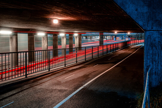 Light trail at night, Sweden